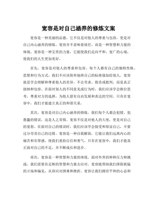 宽容是对自己涵养的修炼文案
