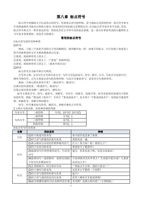 体育单招语文高考复习第八章 标点符号 知识点及例题 (学生版)20220426 