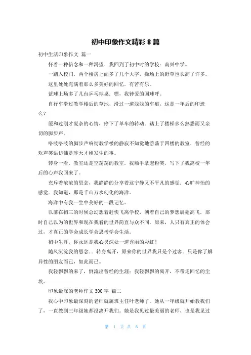 初中印象作文精彩8篇