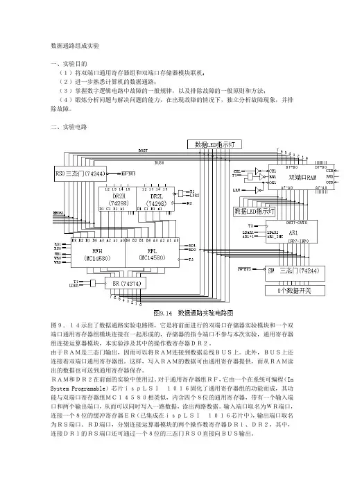 计算机组成原理实验报告+++数据通路实验