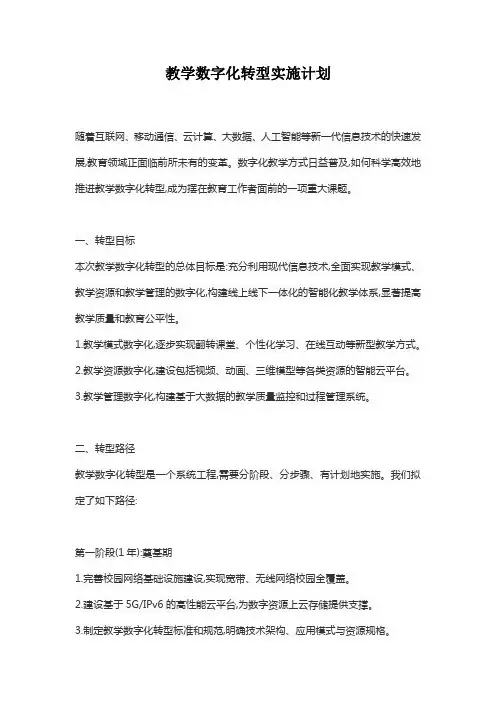 教学数字化转型实施计划