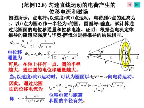 变化的电磁场之匀速直线运动的电荷产生的位移电流和磁场