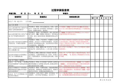 过程审核检查表--示例