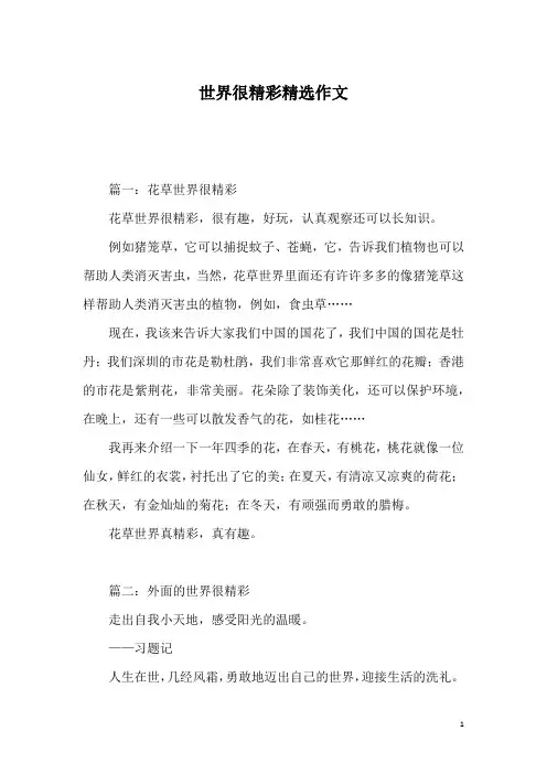 世界很精彩精选作文