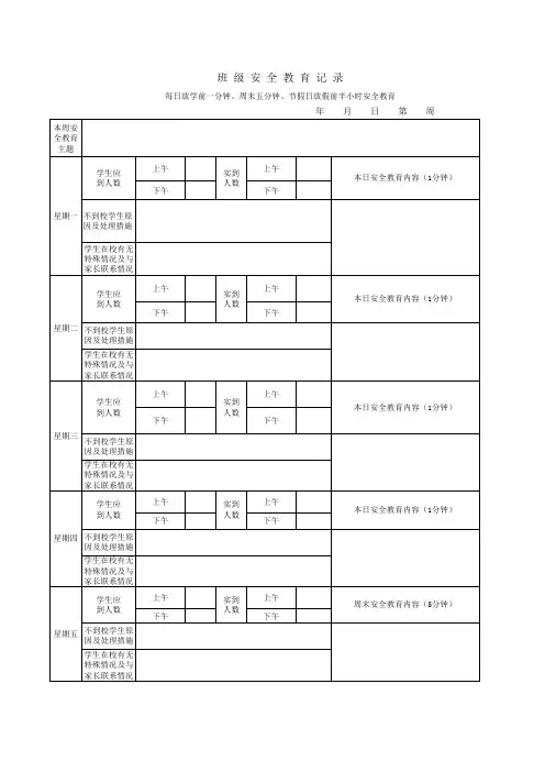 1530班 级 安 全 教 育 记 录