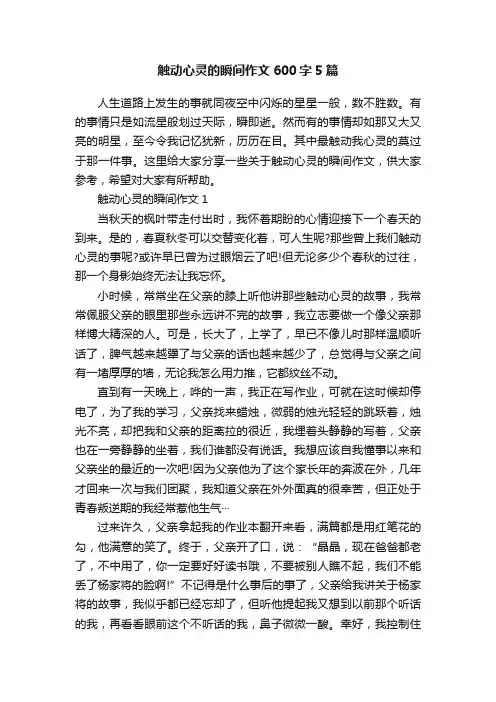 触动心灵的瞬间作文600字5篇