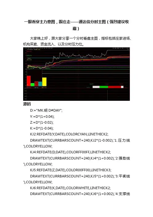 一眼看穿主力意图，跟庄走——通达信分时主图（强烈建议收藏）