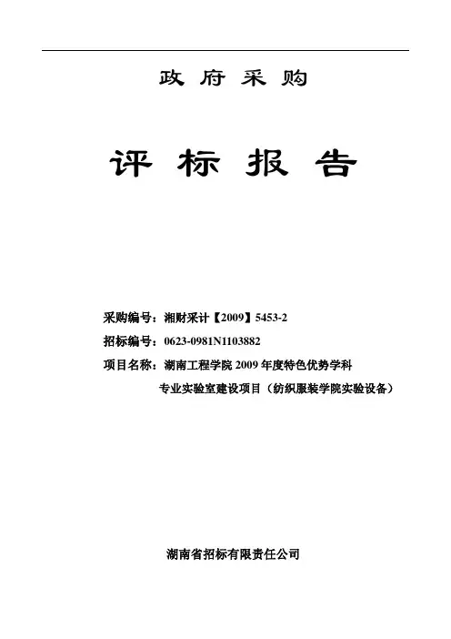 政府采购评标报告