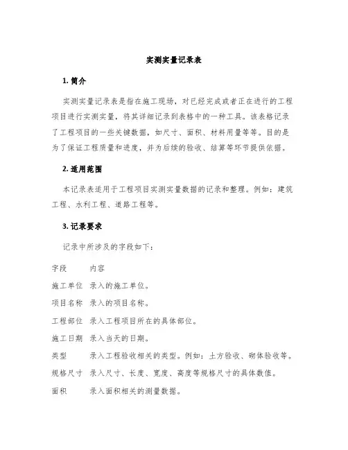 实测实量记录表