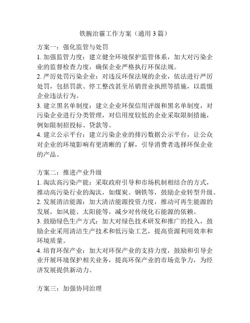 铁腕治霾工作方案(通用3篇)