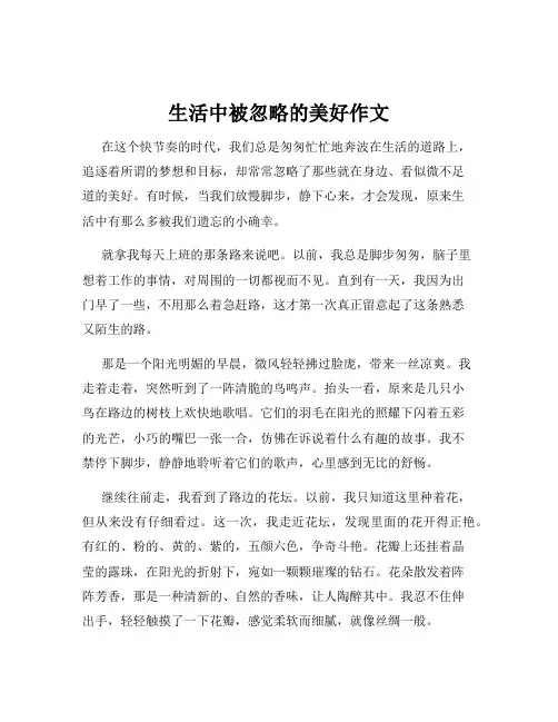 生活中被忽略的美好作文