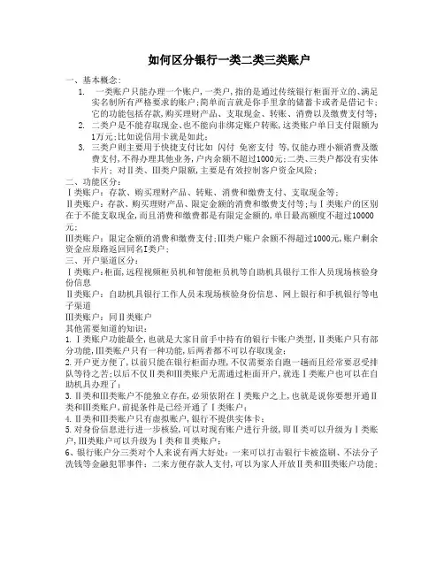 如何区分银行一类二类三类账户