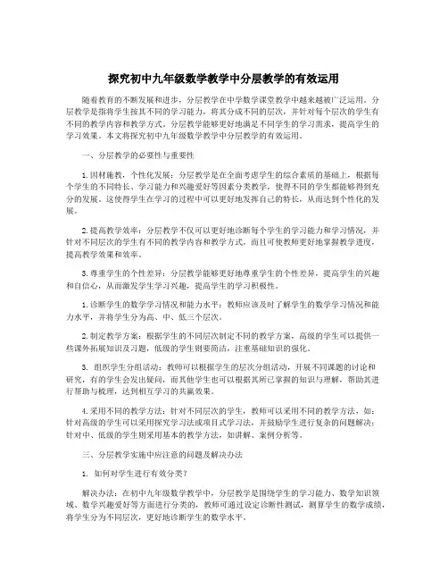探究初中九年级数学教学中分层教学的有效运用