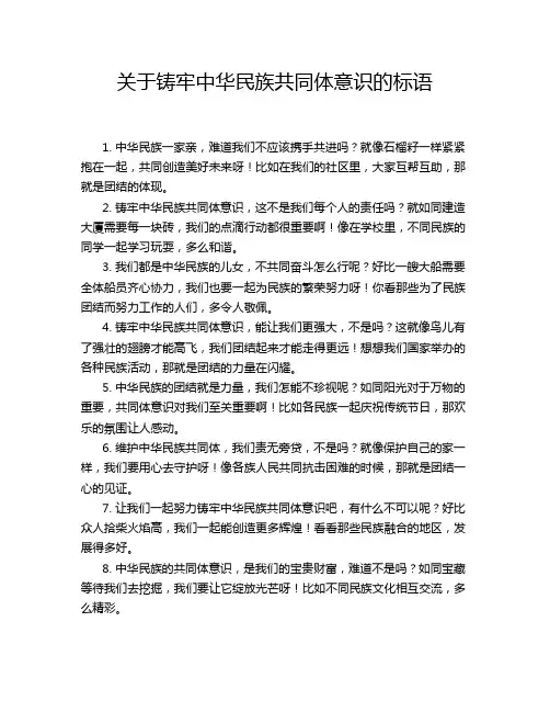 关于铸牢中华民族共同体意识的标语