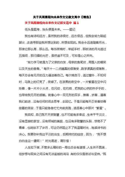 关于风雨兼程向未来作文记叙文高中