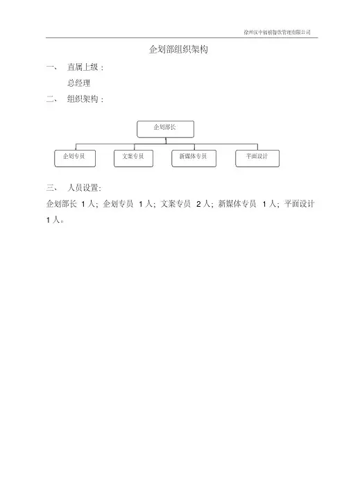 企划部组织架构及岗位说明书