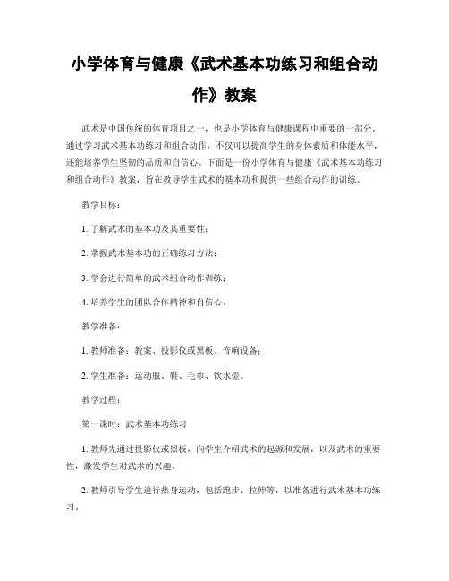 小学体育与健康《武术基本功练习和组合动作》教案