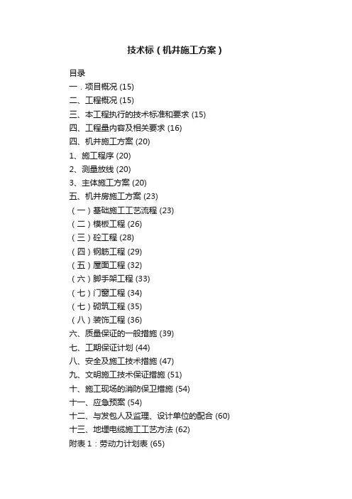 技术标（机井施工方案）