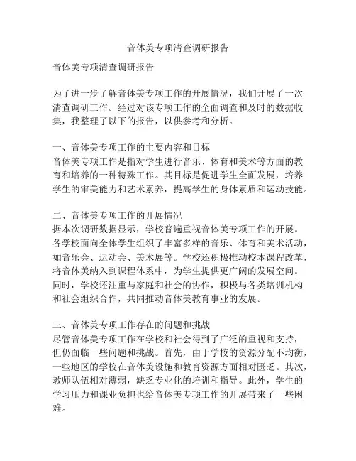 音体美专项清查调研报告