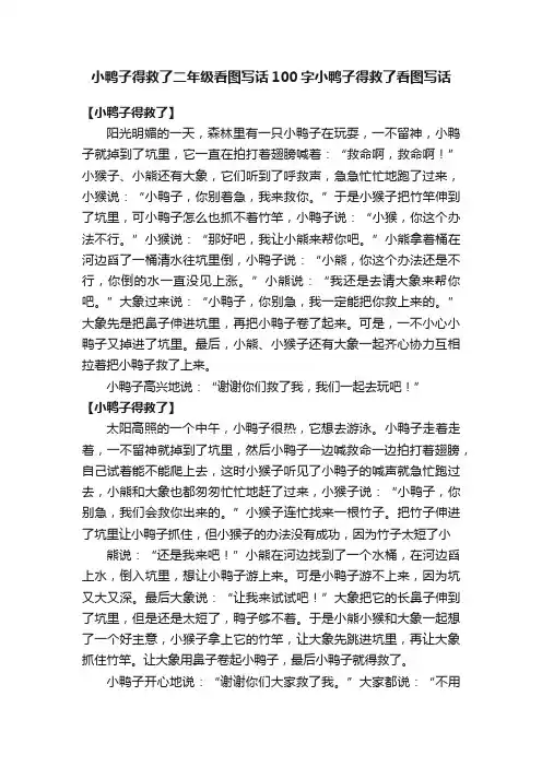 小鸭子得救了二年级看图写话100字小鸭子得救了看图写话