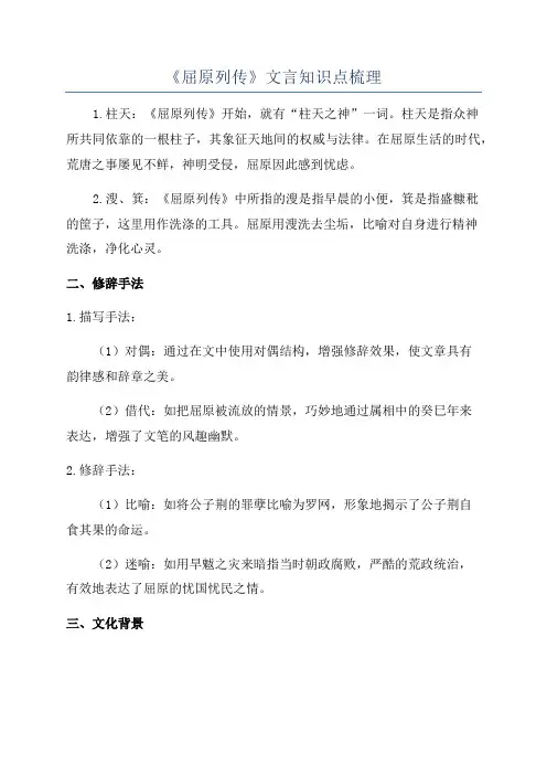 《屈原列传》文言知识点梳理