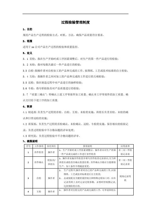 过程检验管理制度