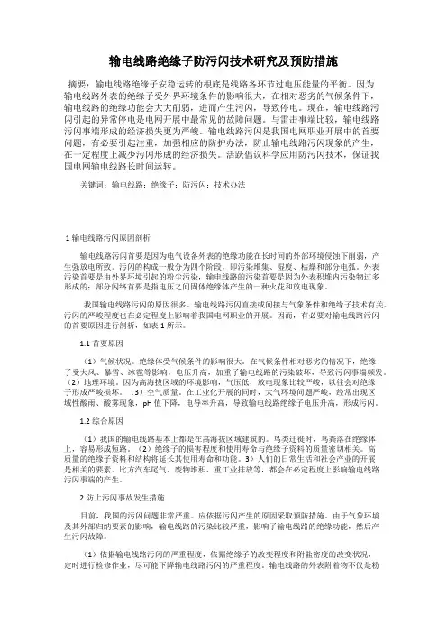 输电线路绝缘子防污闪技术研究及预防措施