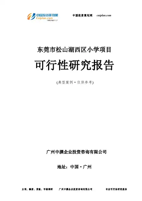 东莞市松山湖西区小学项目可行性研究报告-广州中撰咨询
