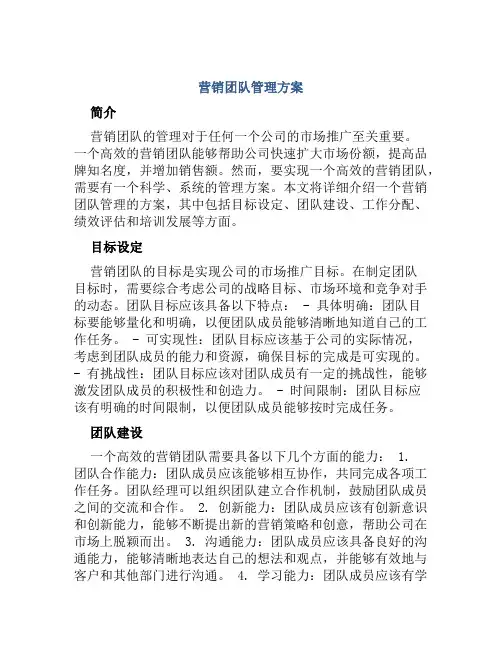 营销团队管理方案