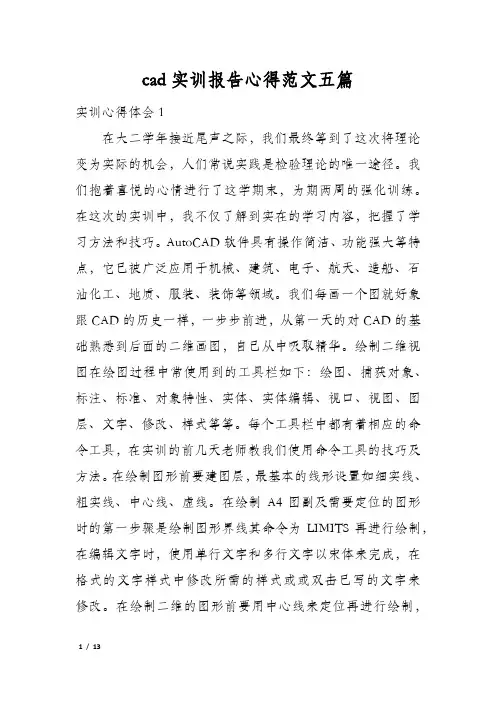 cad实训报告心得范文五篇