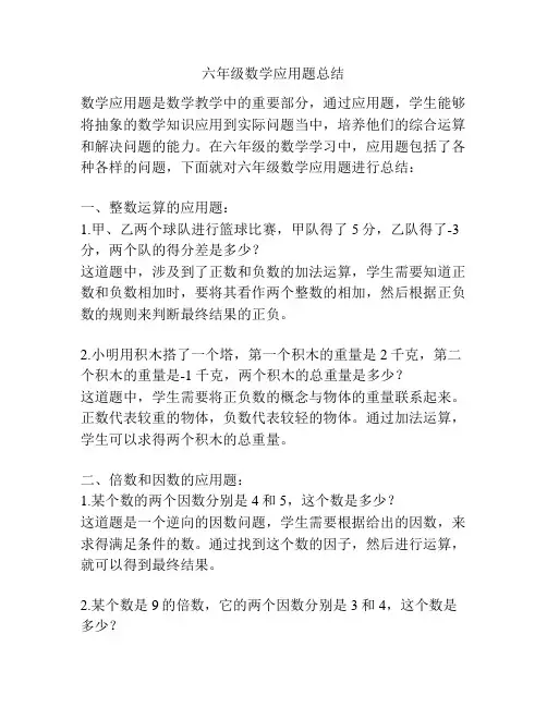 六年级数学应用题总结