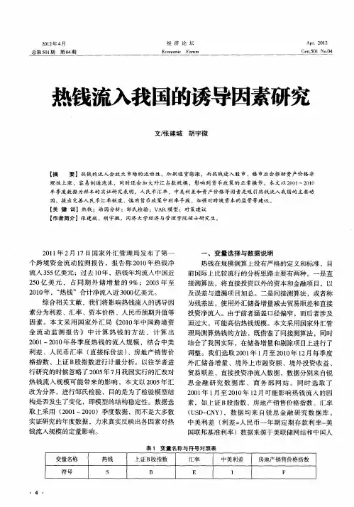 热钱流入我国的诱导因素研究