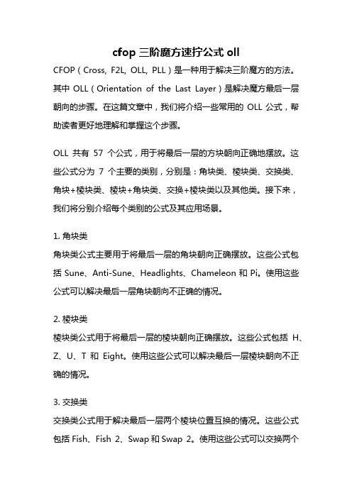 cfop三阶魔方速拧公式oll