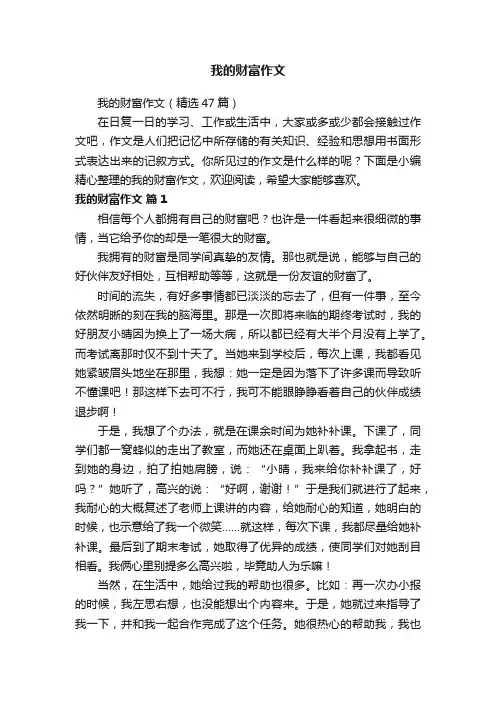 我的财富作文