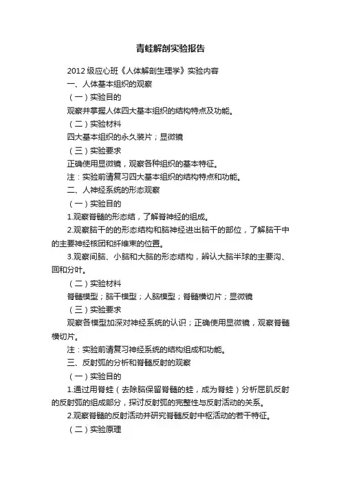 青蛙解剖实验报告