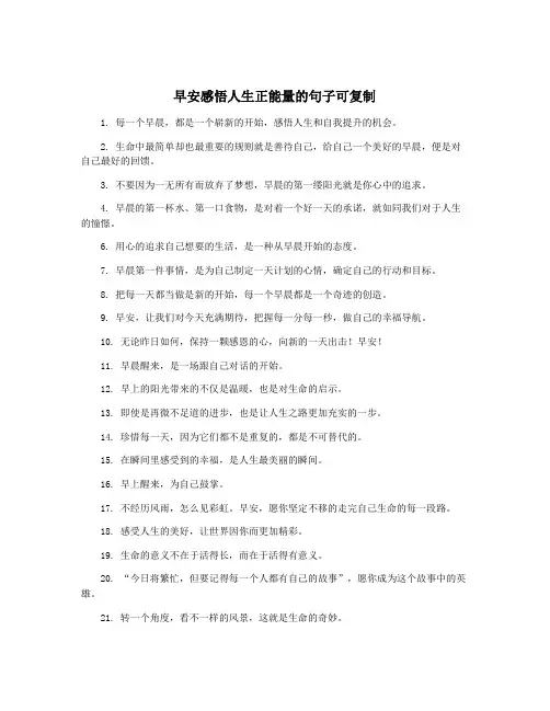 早安感悟人生正能量的句子可复制