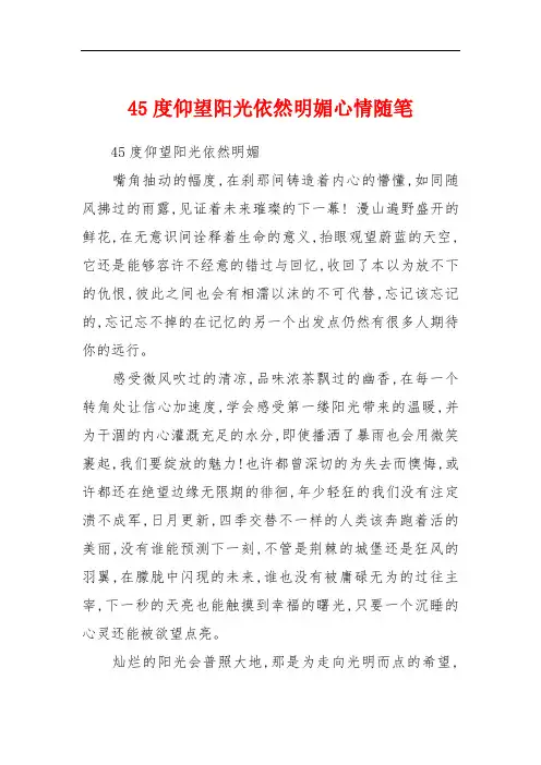 45度仰望阳光依然明媚心情随笔