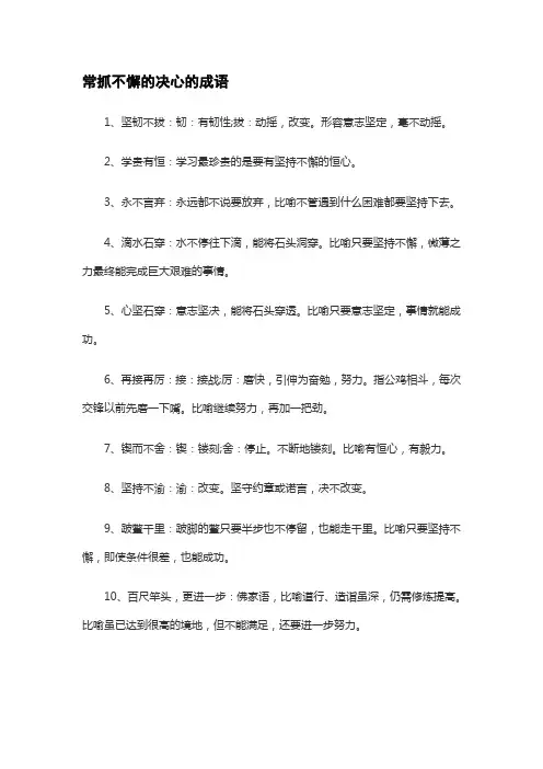 常抓不懈的决心的成语