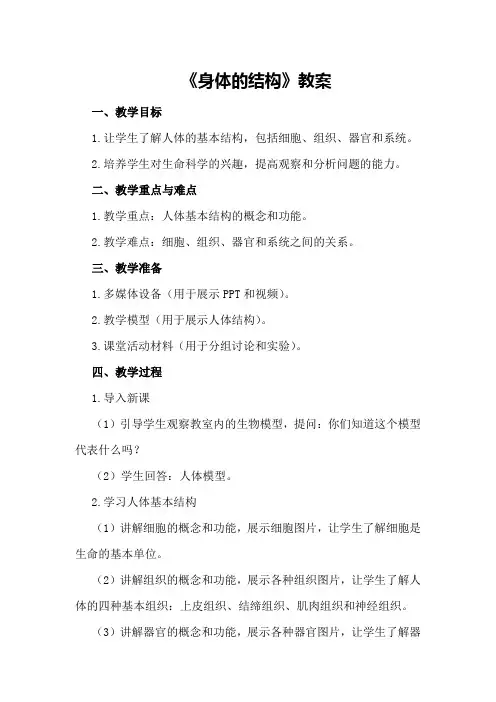 2024年《身体的结构》教案