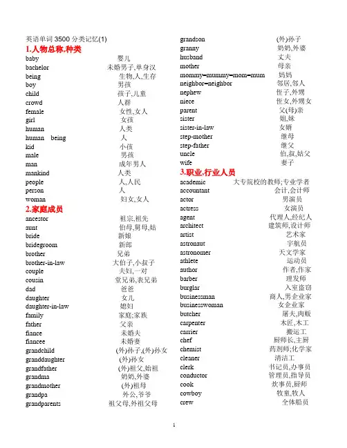 高考英语单词3500分类记忆