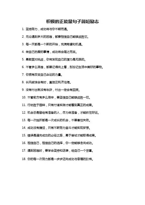 积极的正能量句子简短励志