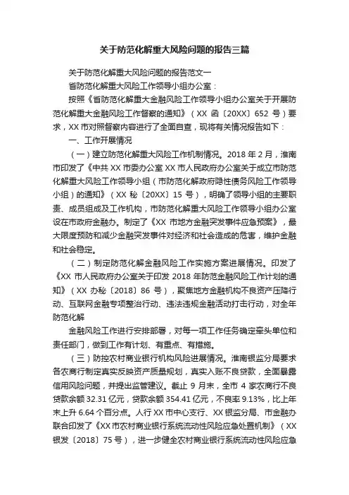 关于防范化解重大风险问题的报告三篇