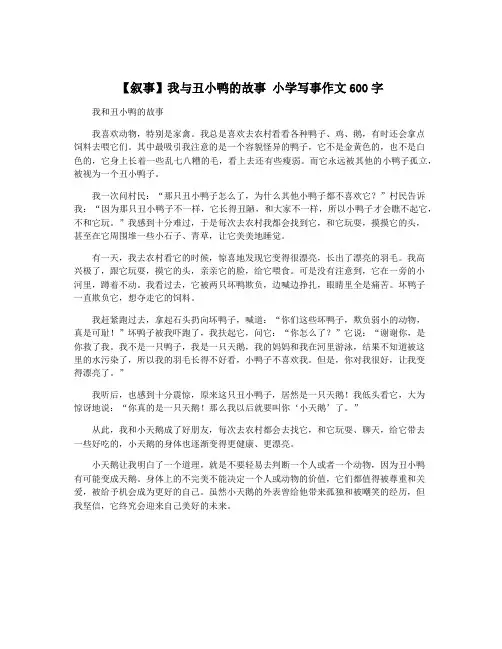 【叙事】我与丑小鸭的故事 小学写事作文600字