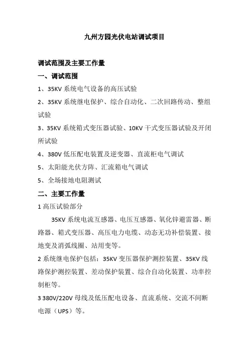 调试项目清单