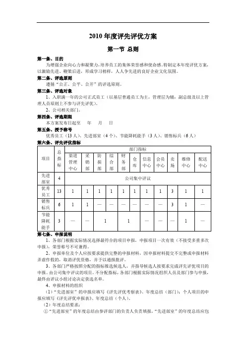 2010年度评优方案(7页)