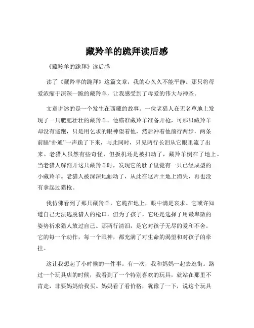 藏羚羊的跪拜读后感