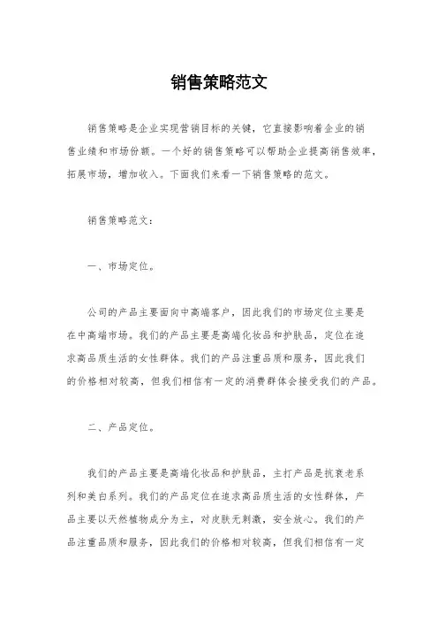 销售策略范文