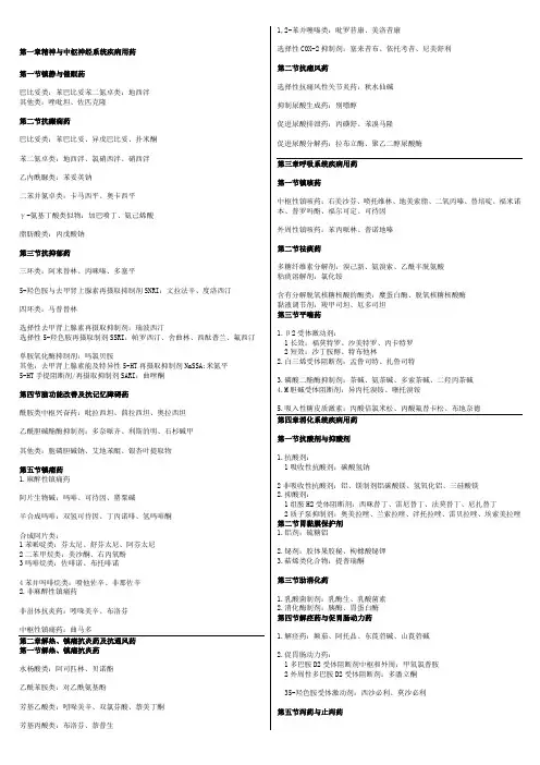 执业药师药学专业二分类明细