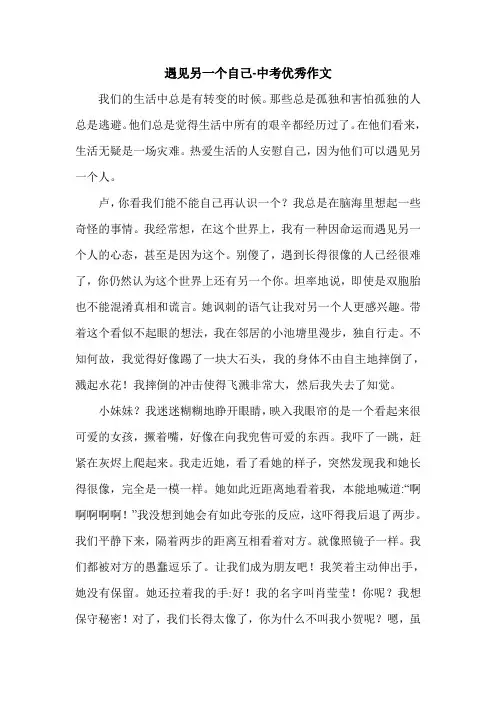 遇见另一个自己-中考优秀作文.doc
