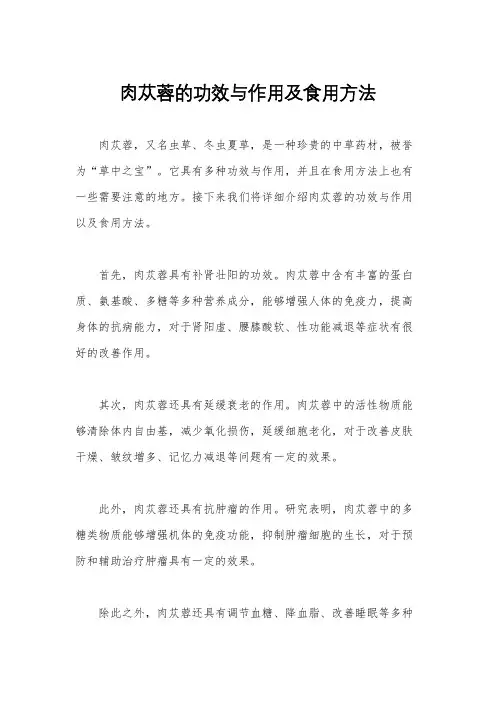 肉苁蓉的功效与作用及食用方法